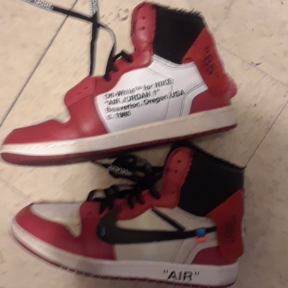 Off white nike air jordan 1. White red and black